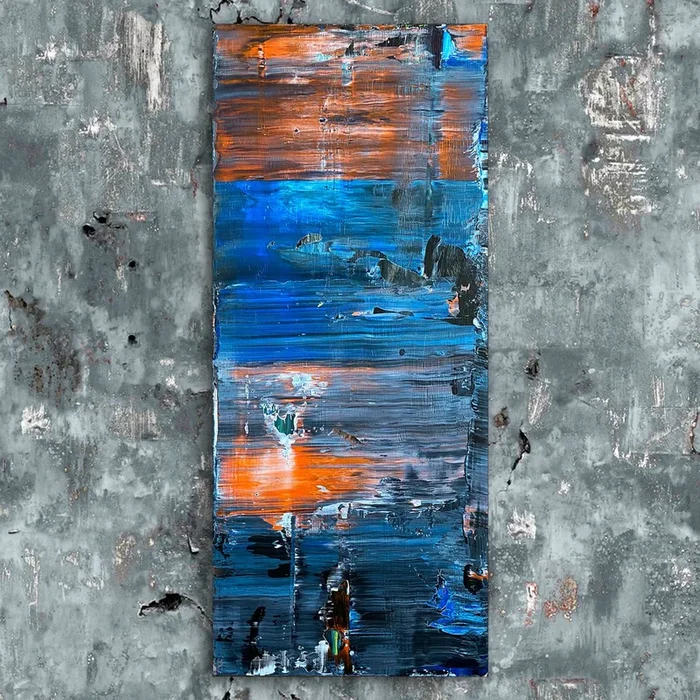 “Tower Of Ghosts” – FREE USA SHIPPING – Original PMS Abstract Acrylic Painting On Reclaimed, Upcycled Wood – 20″ x 48″ (2022) Acrylic painting by Preston M. Smith (PMS)