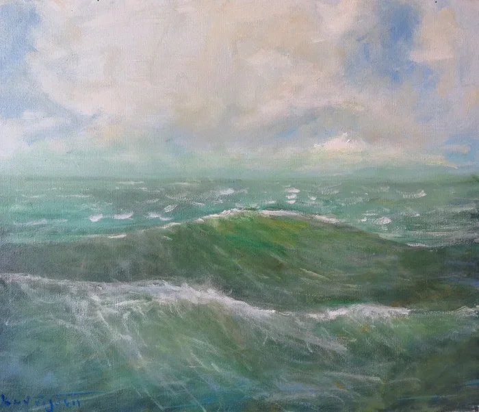 Bridlington Waves (2024) Oil painting by Malcolm Ludvigsen