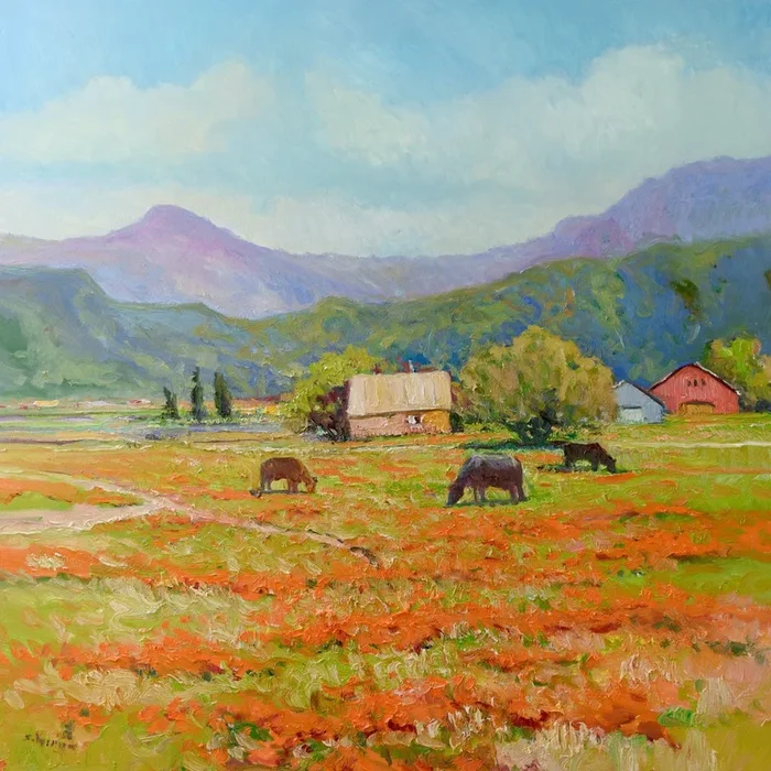 Farms in California (2025) Oil painting by Suren Nersisyan