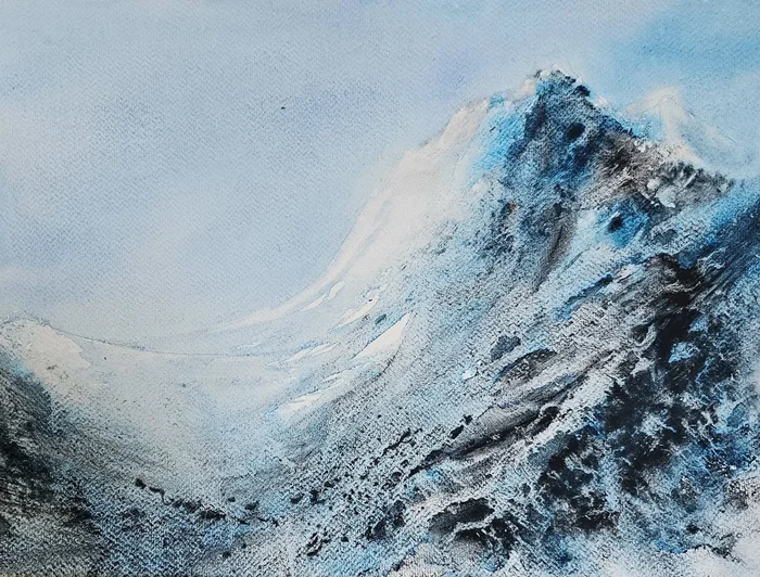 Frozen Heights (2025) Watercolour by Elena Genkin