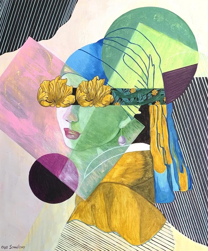 Girl with flowers eyes (2022) Acrylic painting by Olga Sennikova