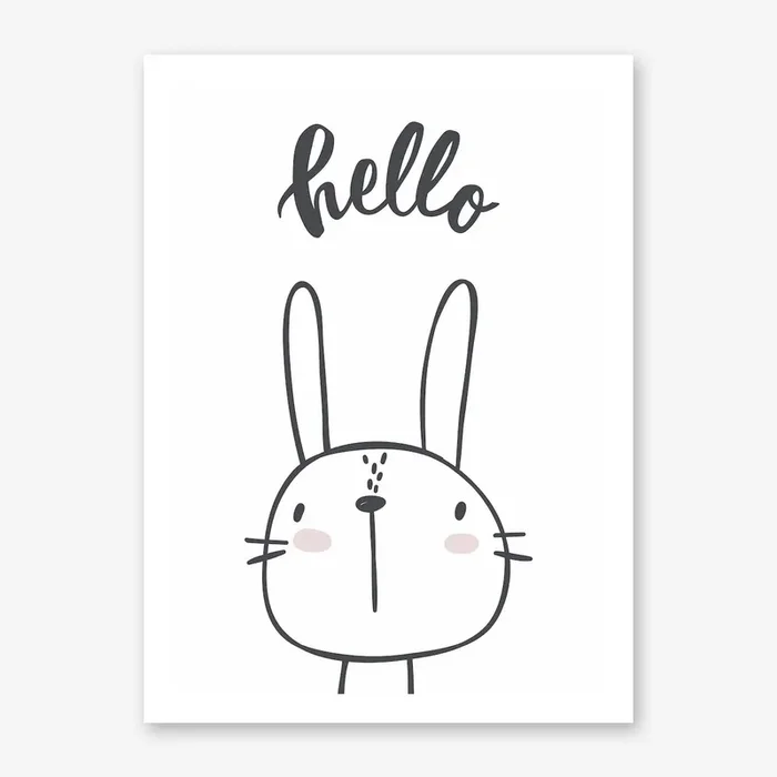 Hello Bunny Line Art Print by Nestory UK