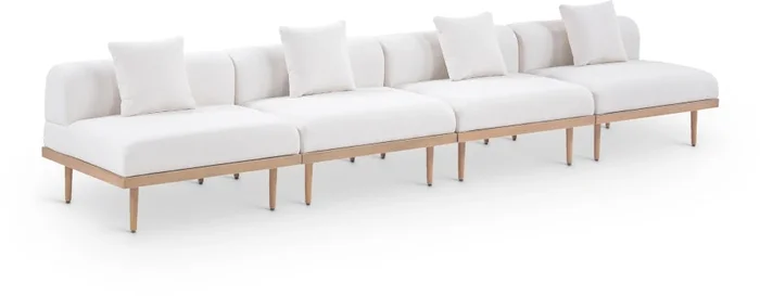 Laguna 142 ” Resilient Water Resistant Fabric Upholstered Outdoor Patio 4pc. Modular Sofa