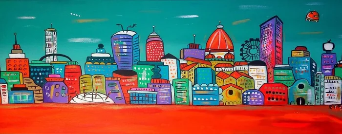 My Florence and London (2015) Acrylic painting by Maria Luisa Azzini