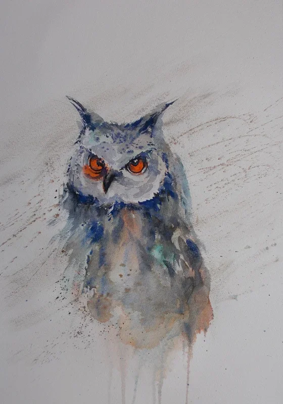 owl (2020) Watercolour by Giorgio Gosti