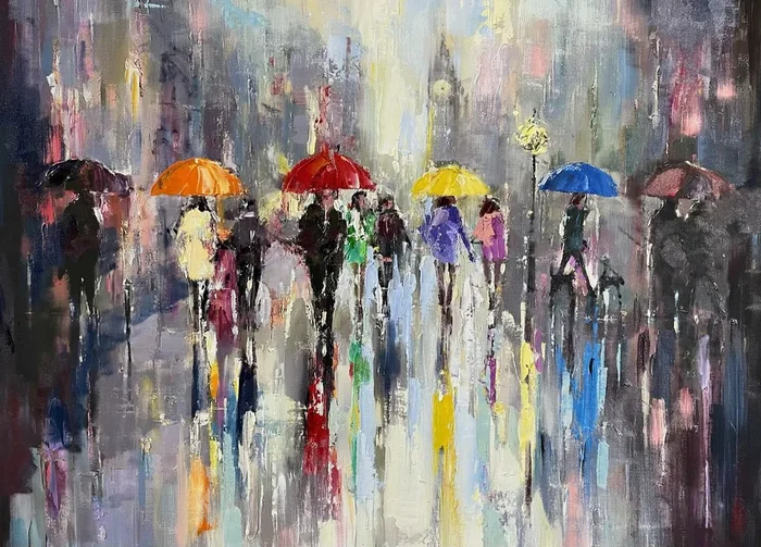 The Dogs Walker’s I (2023) Oil painting by Ewa Czarniecka
