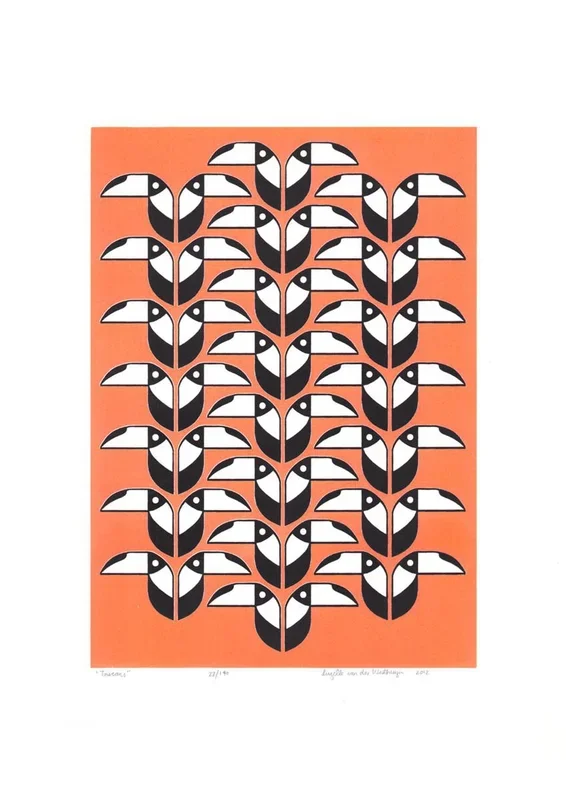 Toucans Coral (2012) Screenprint by Lu West
